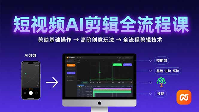 短视频AI剪辑技能，从剪映基础操作到高阶创意玩法，全流程剪辑技术