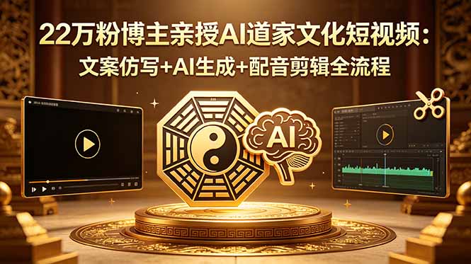 22万粉博主亲授AI道家文化短视频：文案仿写+AI生成+配音剪辑全流程