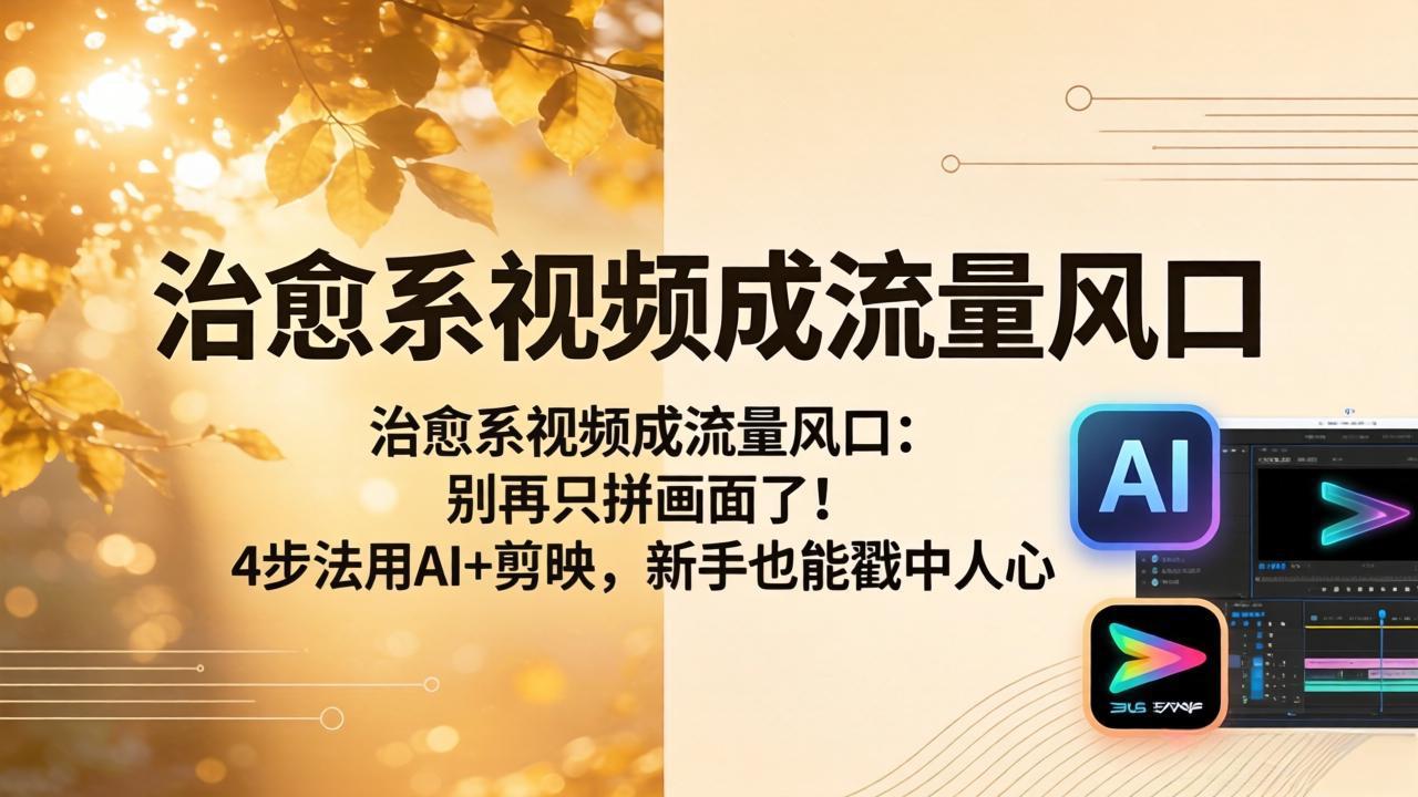 治愈系视频成流量风口：别再只拼画面了！4步法用AI+剪映，新手也能戳中人心