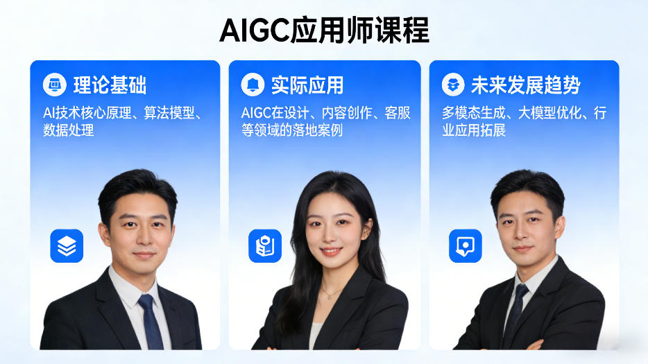AIGC应用师课程,覆盖了AI技术的理论基础、实际应用、以及未来发展趋势(更新)