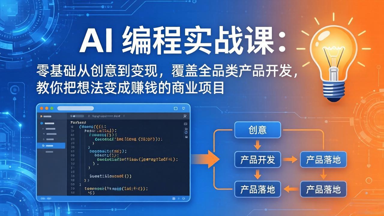 AI编程实战课-第三期-5月19更新：零基础从创意到变现，覆盖全品类产品开发，把想法变成赚钱项目